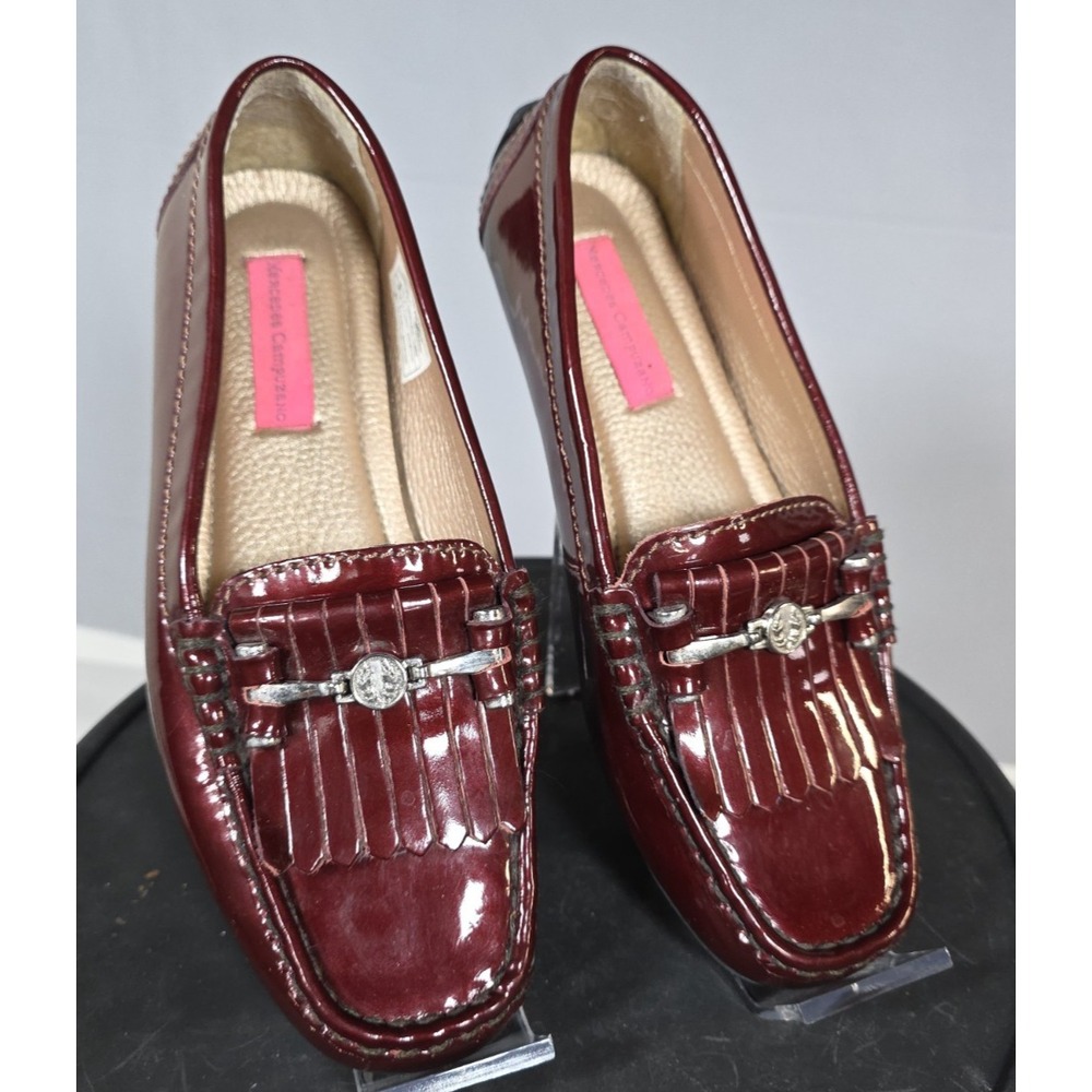 Patent Burgundy Loafers with Silver Accent - Womens